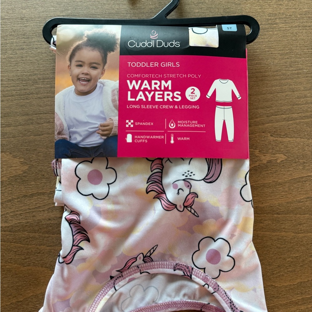 Cuddl Duds Pink and White Pajama Set with Whimsical Unicorn Print